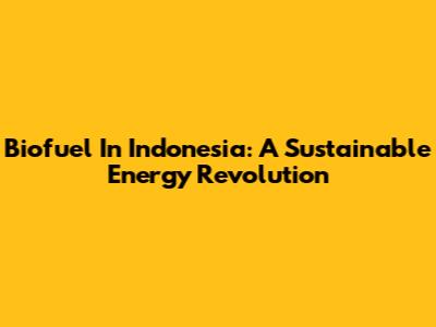 Biofuel In Indonesia: A Sustainable Energy Revolution