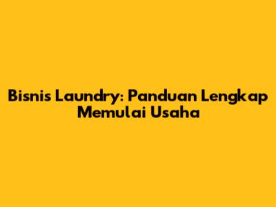 Bisnis Laundry: Panduan Lengkap Memulai Usaha