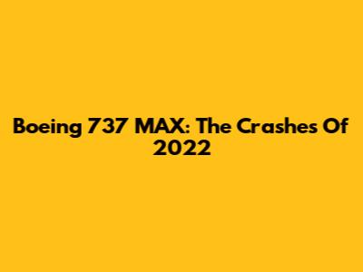 Boeing 737 MAX: The Crashes Of 2022
