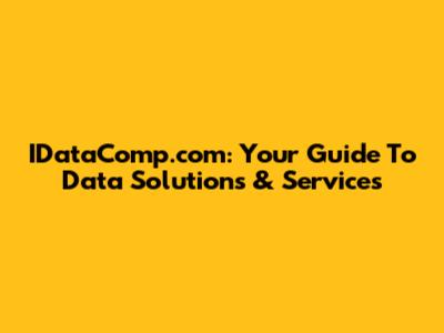 IDataComp.com: Your Guide To Data Solutions & Services