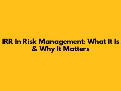IRR In Risk Management: What It Is & Why It Matters