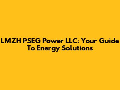 LMZH PSEG Power LLC: Your Guide To Energy Solutions