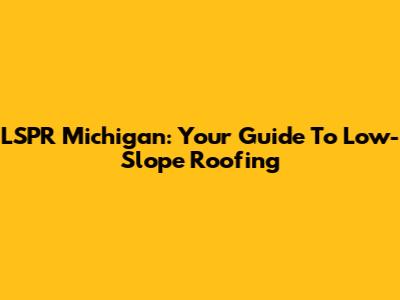 LSPR Michigan: Your Guide To Low-Slope Roofing