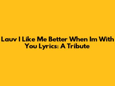 Lauv "I Like Me Better When I'm With You" Lyrics: A Tribute