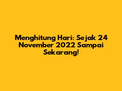 Menghitung Hari: Sejak 24 November 2022 Sampai Sekarang!