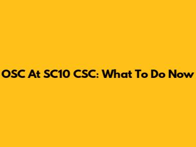 OSC At SC10 CSC: What To Do Now
