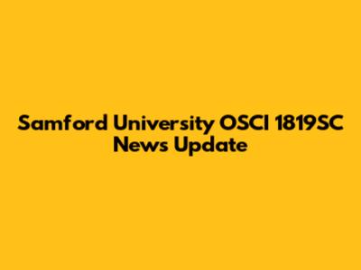 Samford University OSCI 1819SC News Update