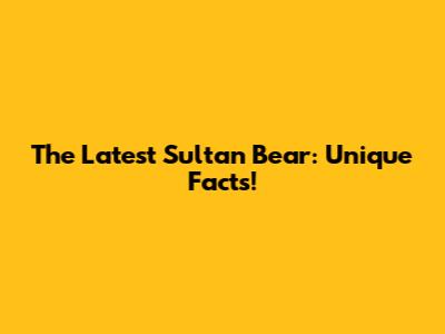 The Latest Sultan Bear: Unique Facts!