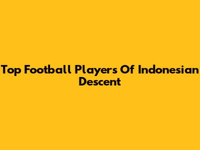 Top Football Players Of Indonesian Descent