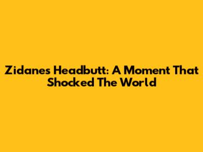 Zidane's Headbutt: A Moment That Shocked The World